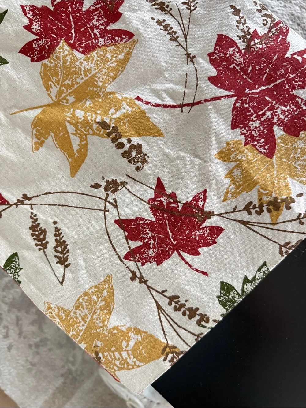 Seasonal Leaf Table Runner in Red, Gold, and Green